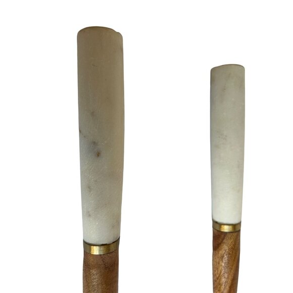 Handcrafted Wooden & Marble Salad Serving Set - Spoon & Fork - Picture 2 of 6
